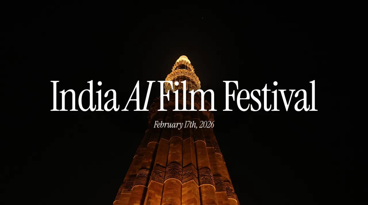 India AI Film Festival artwork featuring Qutb Minar