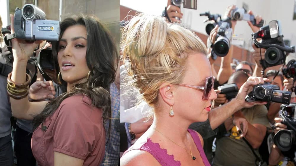 A Hollywood.TV camera filming Kim Kardashian